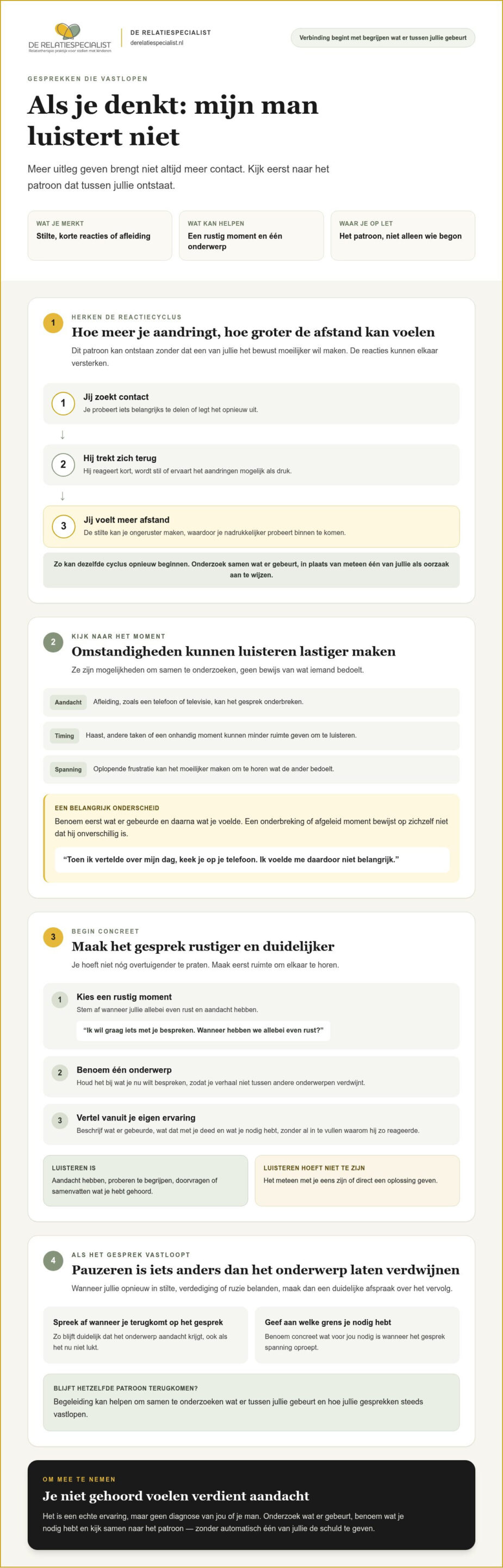 Mijn man luistert niet: zo maak je weer echt contact